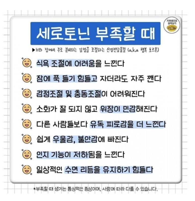 영양소별 부족할 때 나타나는 증상는 증상