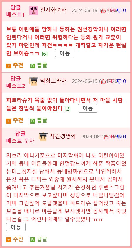 잔인한 현실을 보여주는 만화