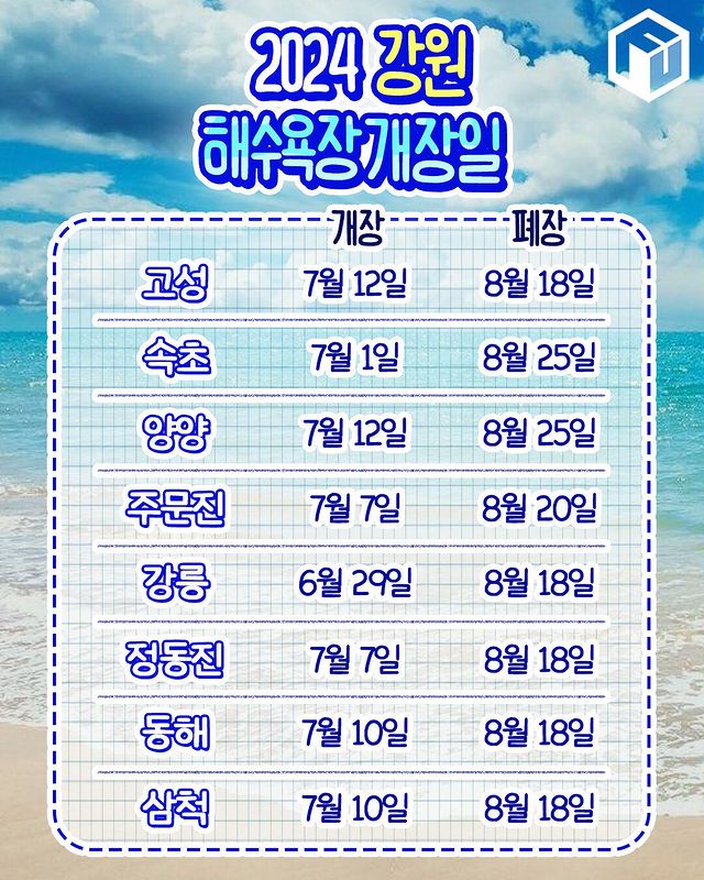 2024 전국 해수욕장 개장일
