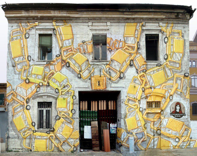 애니메이션 같은 그래피티 벽화