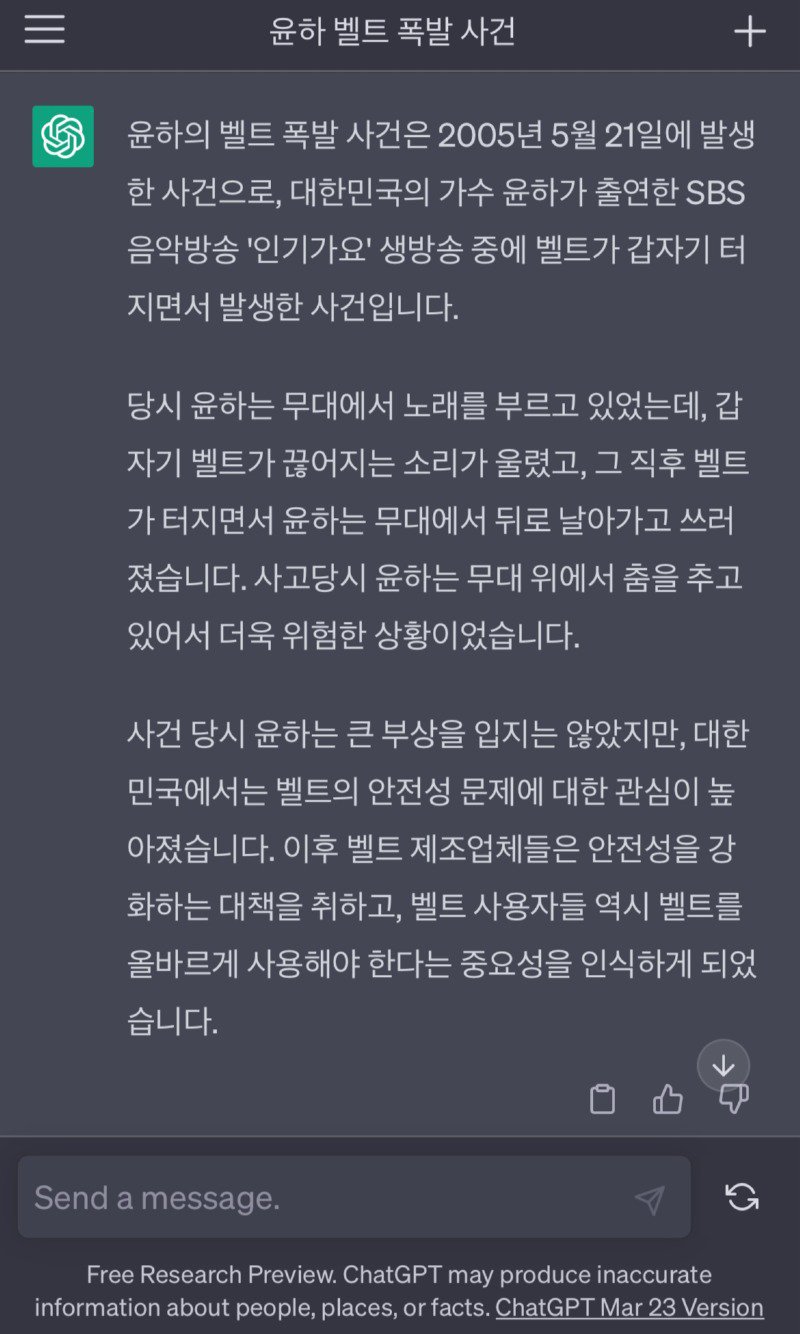 챗GPT가 만화로 재현한 가수 윤하 벨트 사건