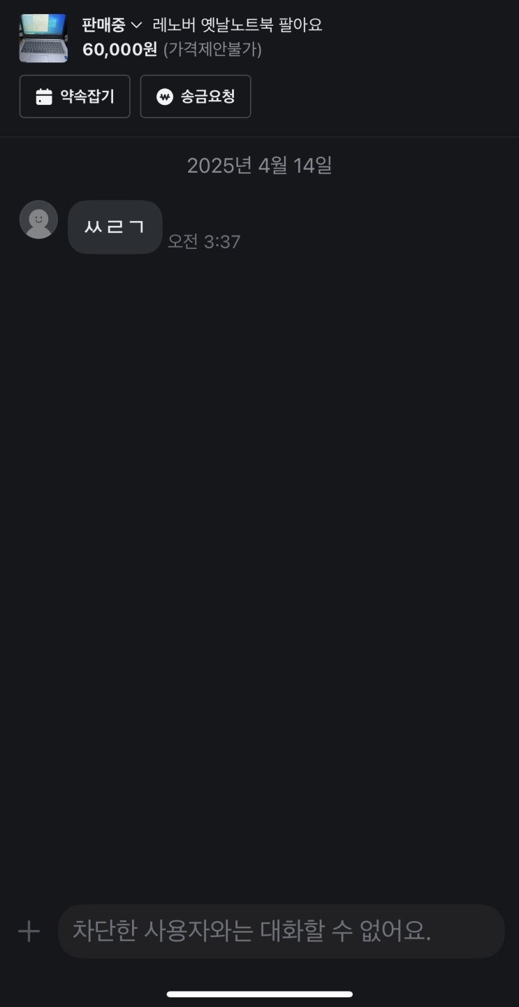 옛날노트북 당근에 올렸는데 냅다 욕부터 박갈래 신고함