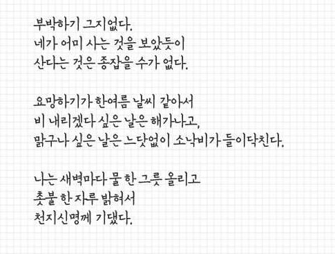 어느 시인의 어머니가 남긴 마지막 편지 (발췌)   