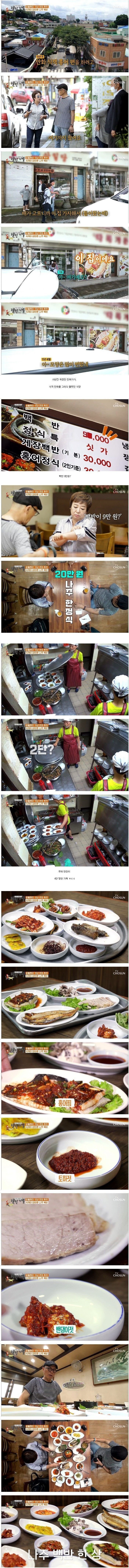 무려 1인당 9만원짜리 백반 수준