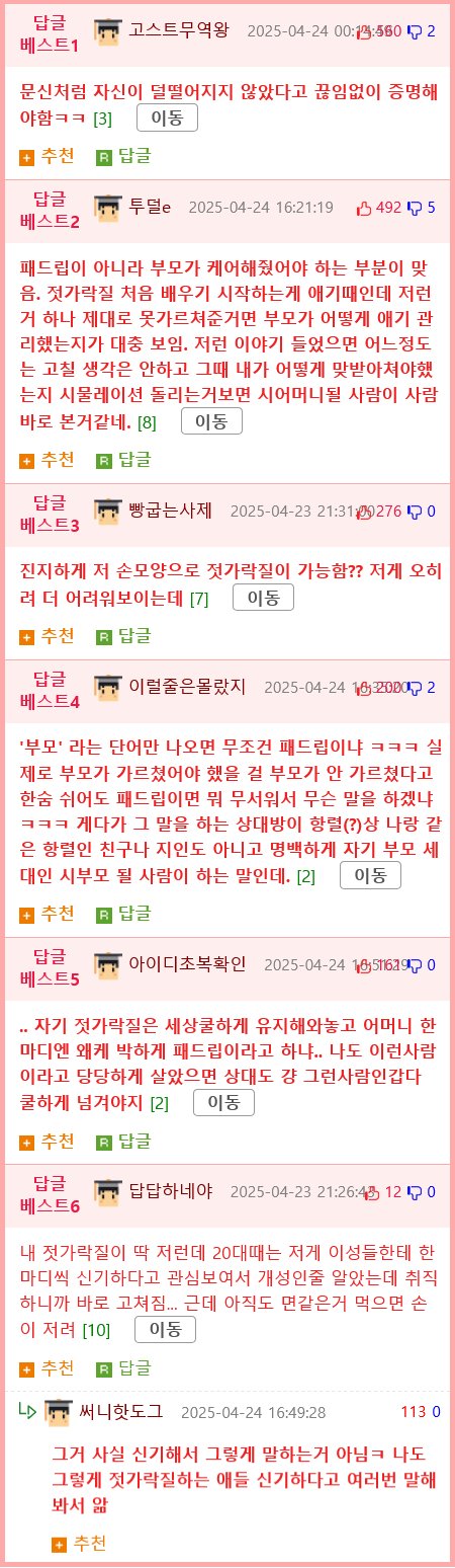 젓가락질 못해서 남친 어머니에게 한 소리 들은 여자