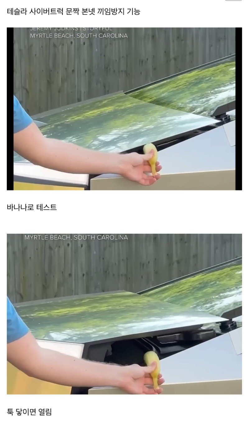 테슬라 사이버트럭 끼임방지기능 테스트