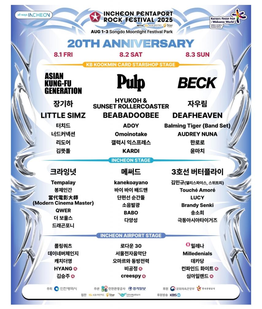 2025 펜타포트 락 페스티벌 최종 라인업
