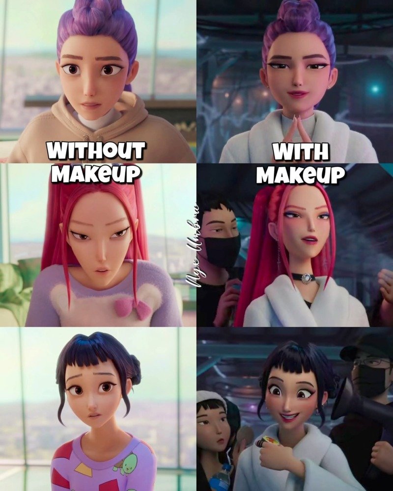 케데헌 헌트릭스 멤버들 메이크업 전후