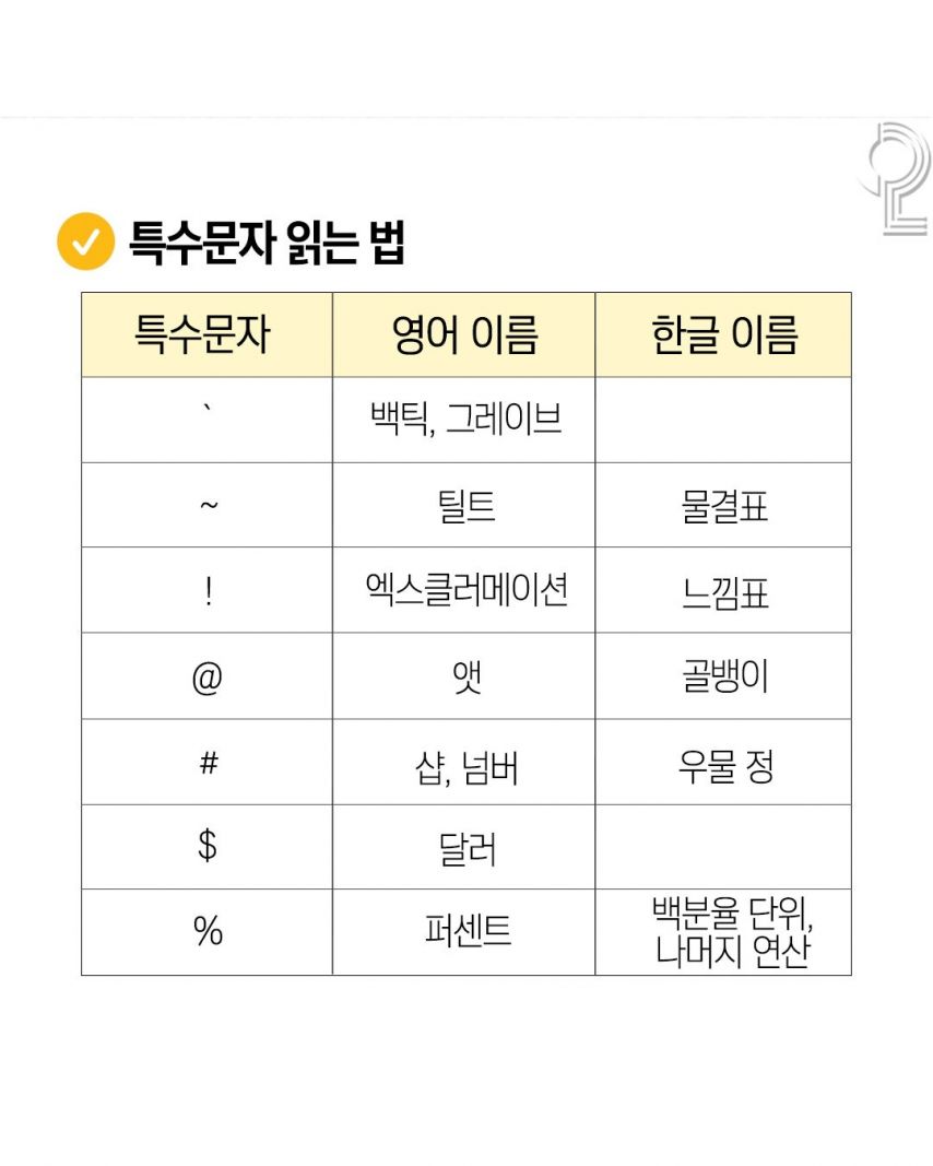 알아둬서 나쁠거 없는 특수문자 읽는법