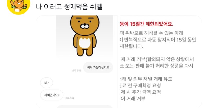 안전결제 강제화된 번개장터 근황.jpg