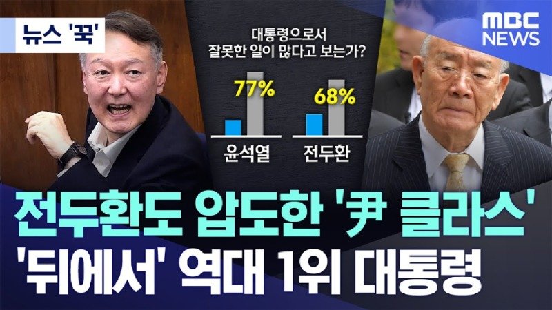 윤석열, 전두환 제치고 역대 최악의 대통령 1위