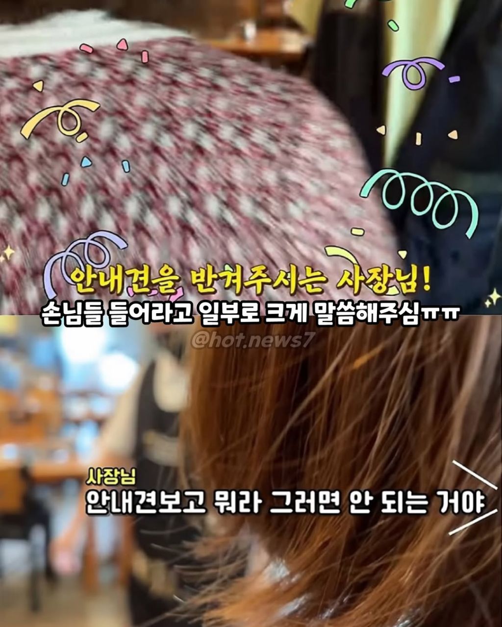 안내견보고 큰소리 내는 식당