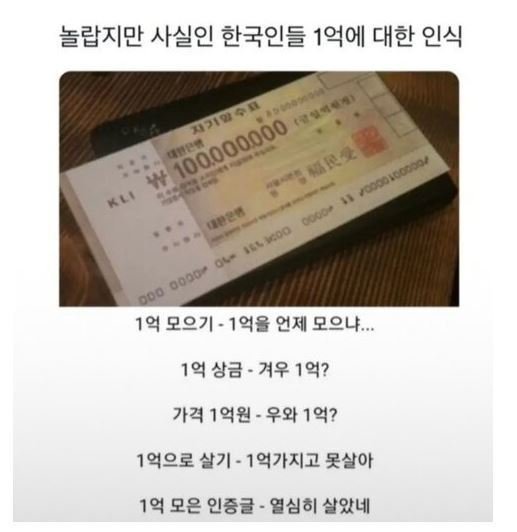 1억에 대한 인식