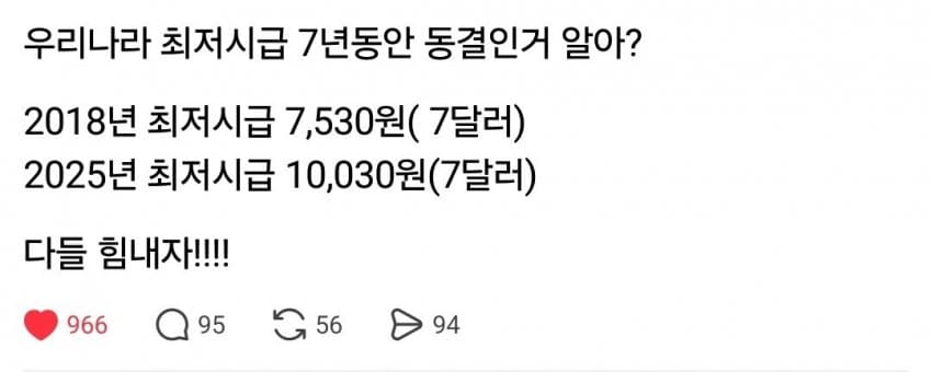 최저시급 7년간 동결