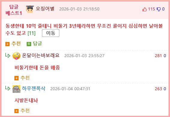 동생 때문에 20억 날렸어...