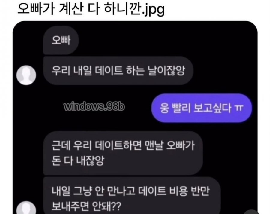남친 데이트비용 걱정하는 ㅊㅈ