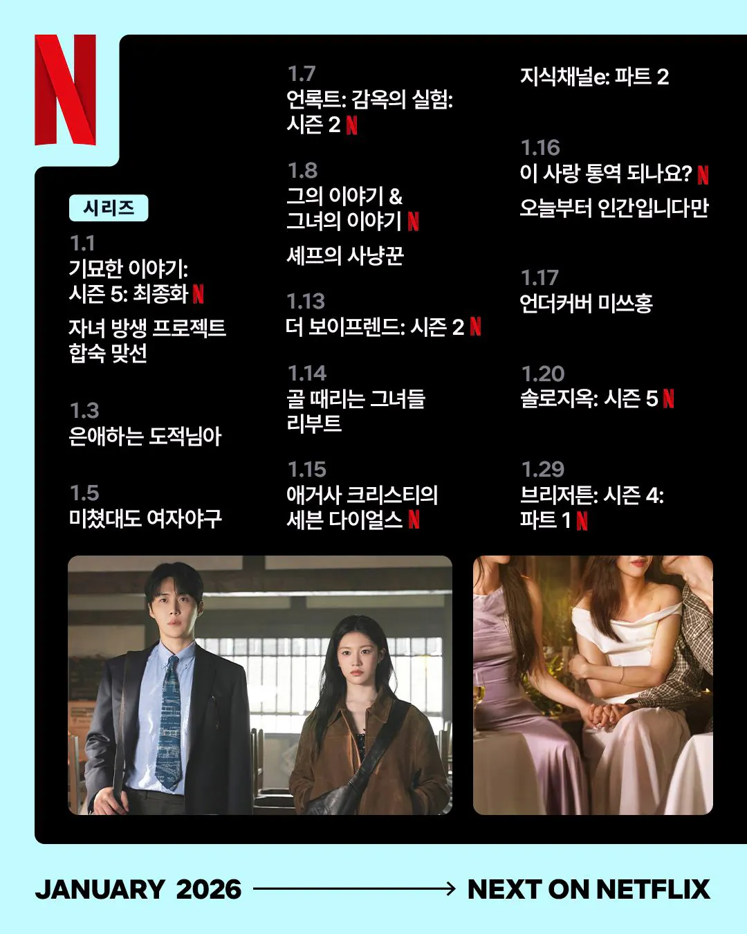 넷플릭스 2026년 1월 공개 예정작