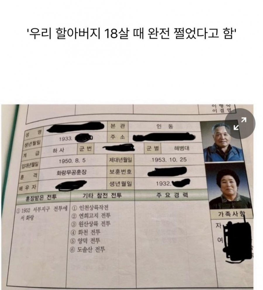 본인 18살 때 좀 쩔었다는 할아버지