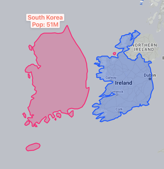 한국과 국토 모양 면적이 비슷한 나라