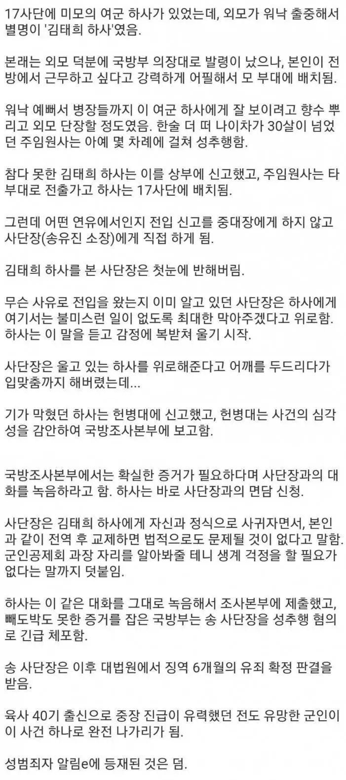17사단 미모의 김태희 하사 사건