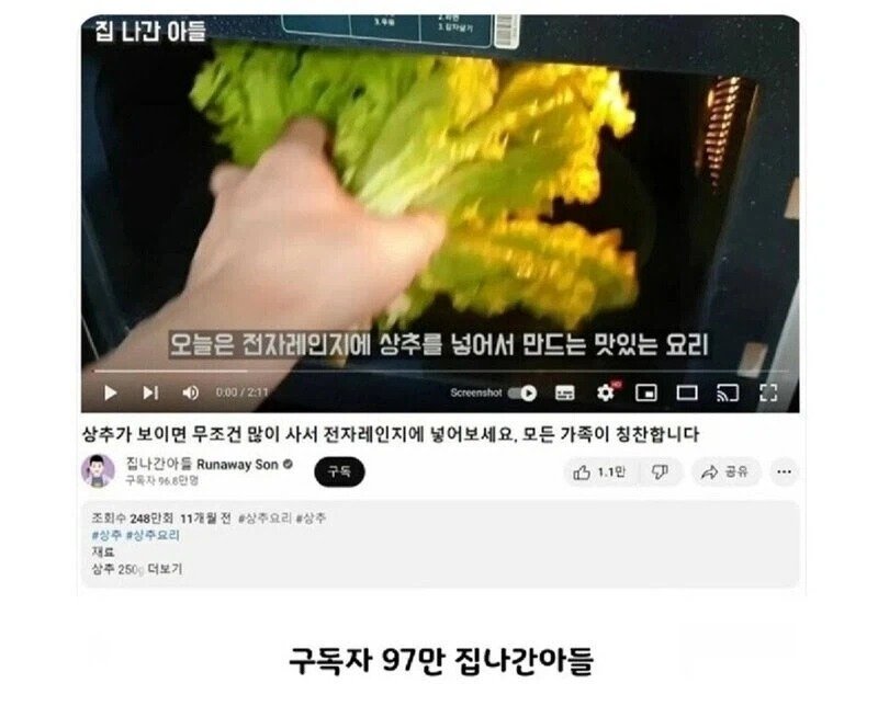 97만 유튜버 영상 카피 한 143만 유투버