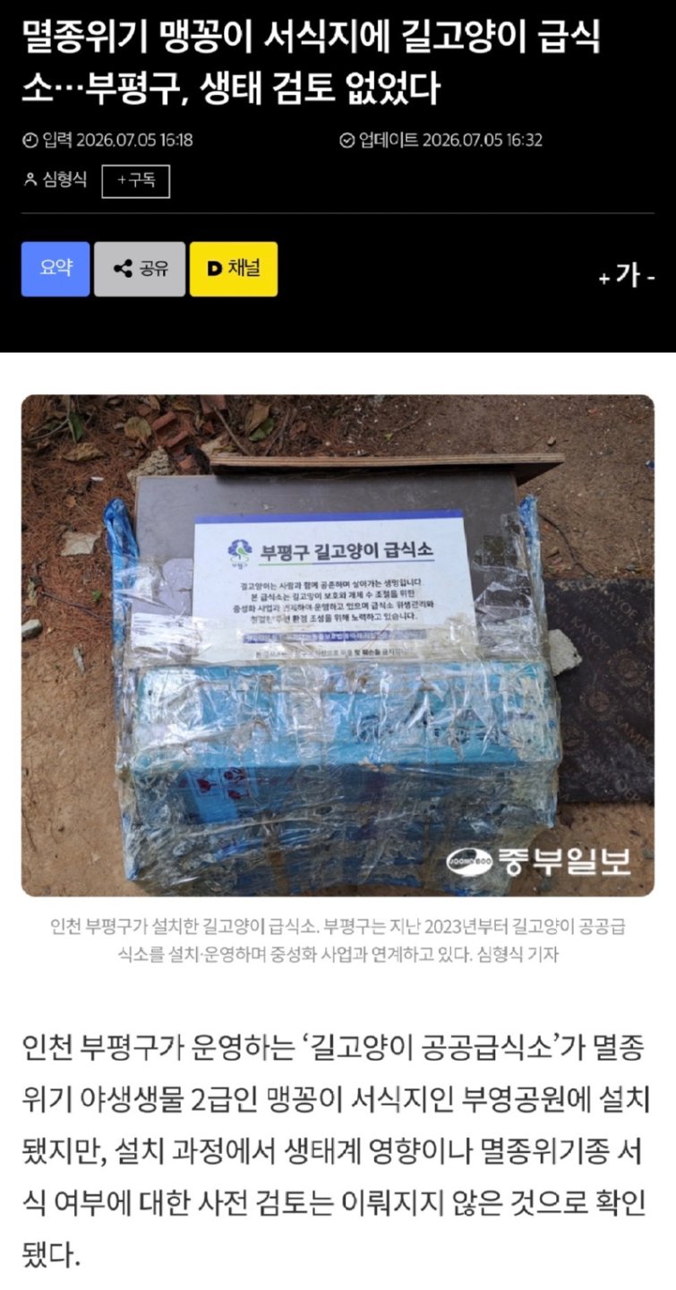 멸종위기 맹꽁이 서식지에 지자체가 벌인 일