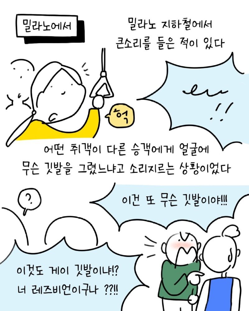 밀라노 지하철에서 다른 승객에게 시비거는 취객을 만난.Manhwa
